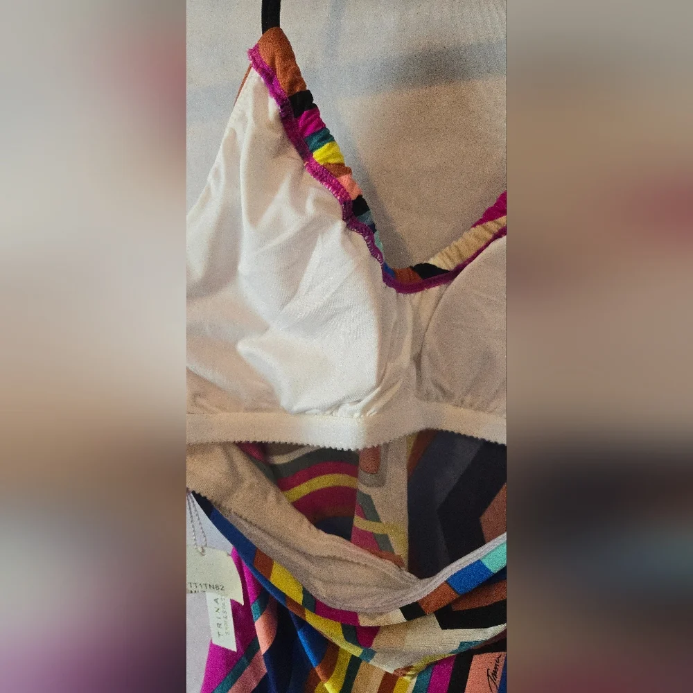 NWT Trina Turk Colorful Halter Tankini Top Size 2